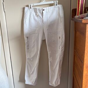 Women's White Cargo Pants - Casual Slim Fit